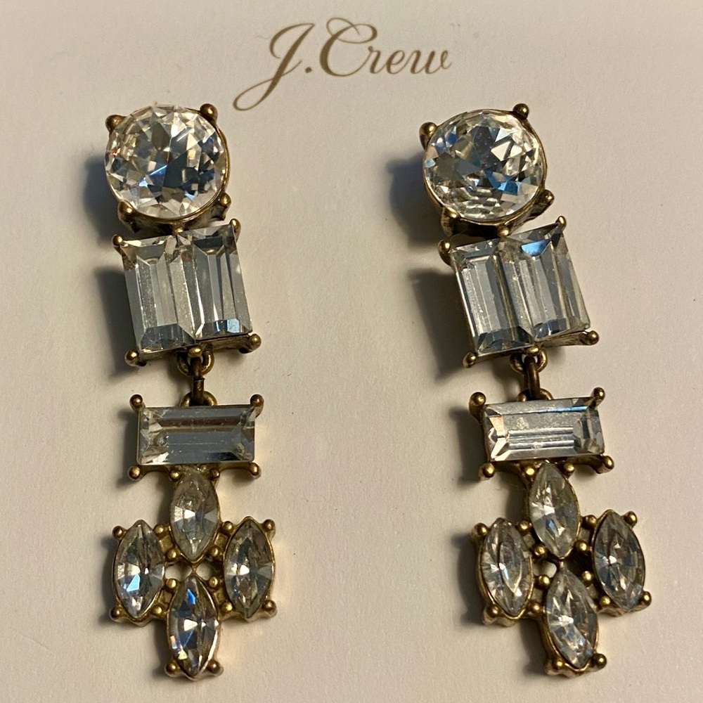 J Crew Cut Class and Brass Statement Earrings